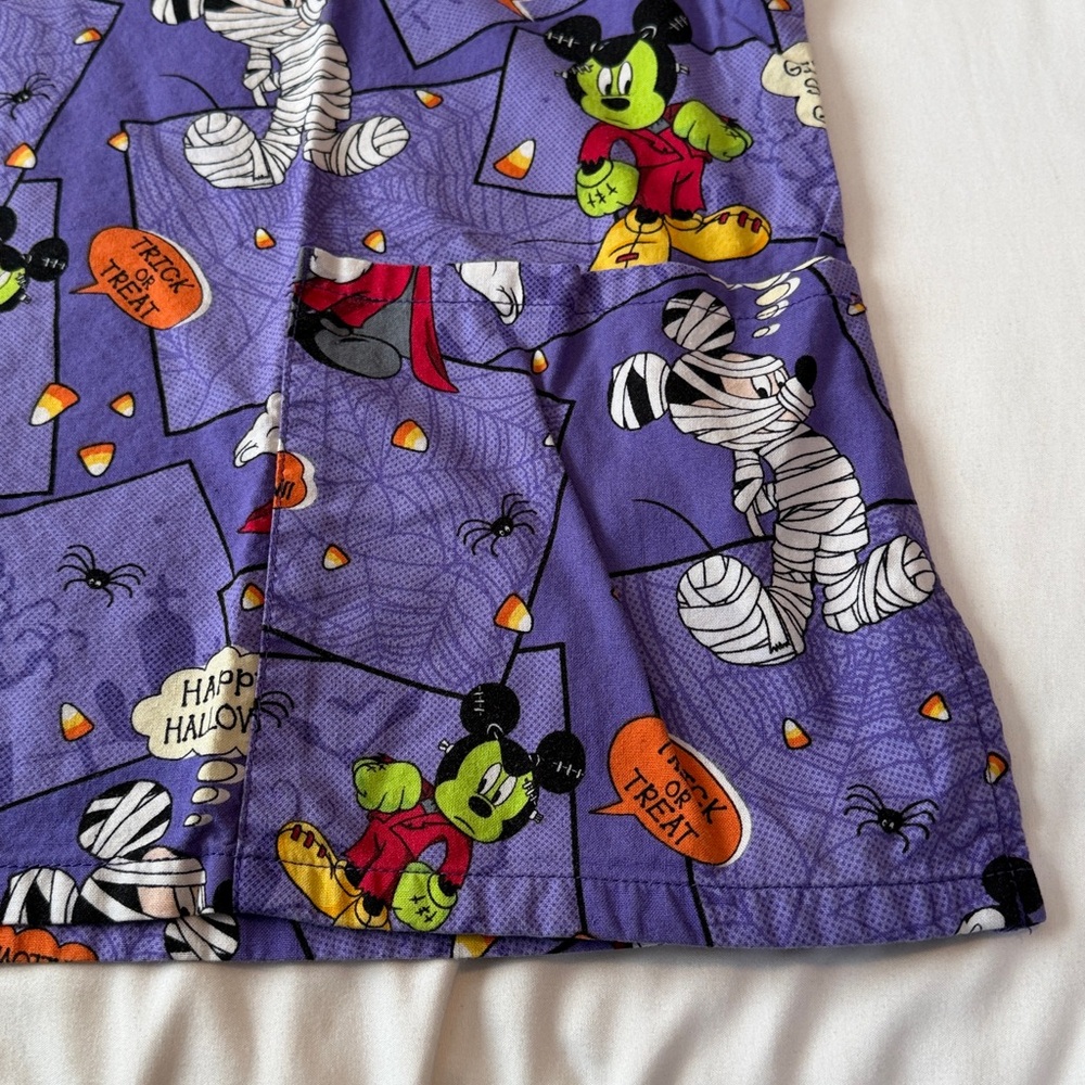 Disney Purple Mickey Mouse Halloween Scrub Top - Picture 6 of 7